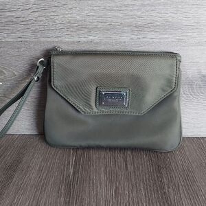 Landau Olive Green Clutch with Smooth Finish and Wrist Strap